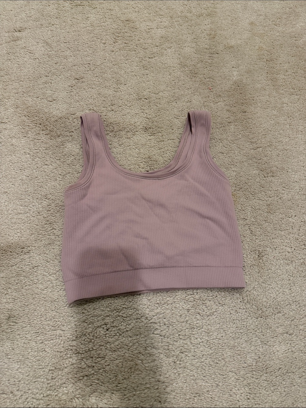 Ribbed Scoop Neck Crop Tank Top - Mauve